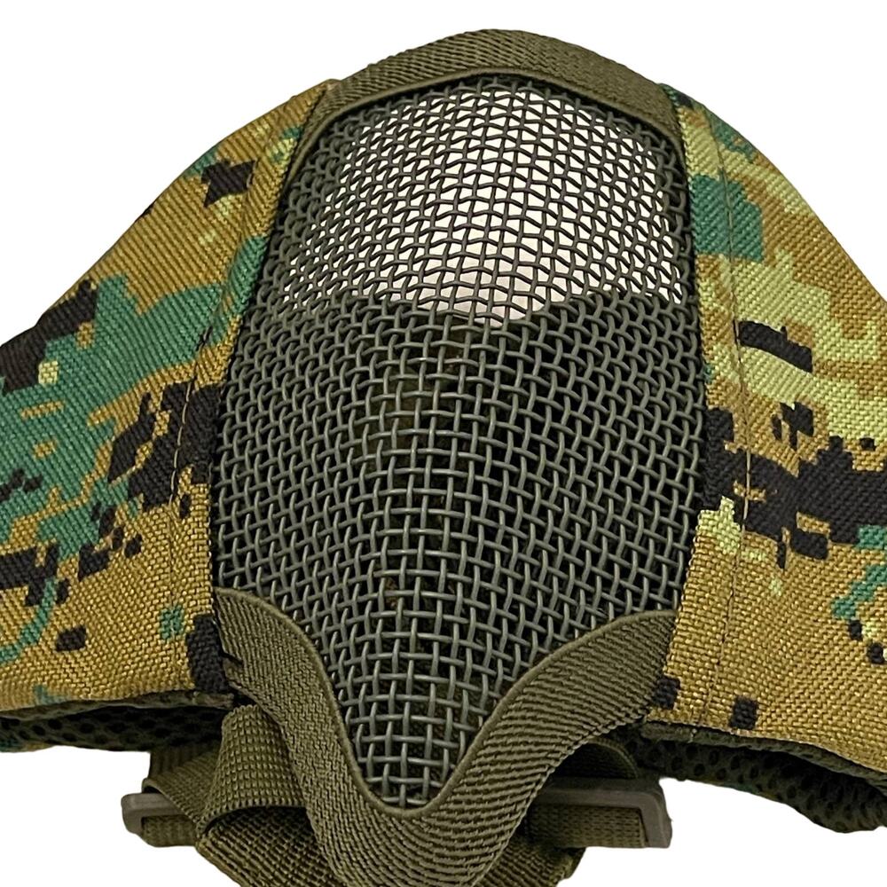 Paintball Hunting Protective Face Mask Goggle Green Camouflage Adjustable